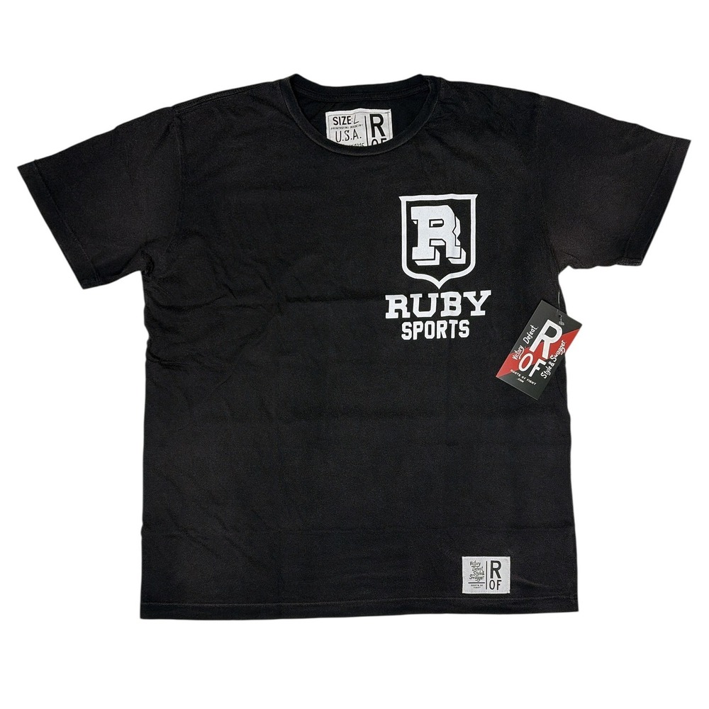 Roots of Fight Ruby Sports Graphic T-Shirt Mens Large Sun Faded Black Cotton NWT